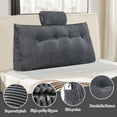 thumbnail image 3 of Eurhowing Twin Wedge Pillow for Bed, Triangular Headboard Pillow with 1 Roll Pillows, Reading Pillows Backrest Wedge Pillow (Gray, 40”x20”x8”), 3 of 11