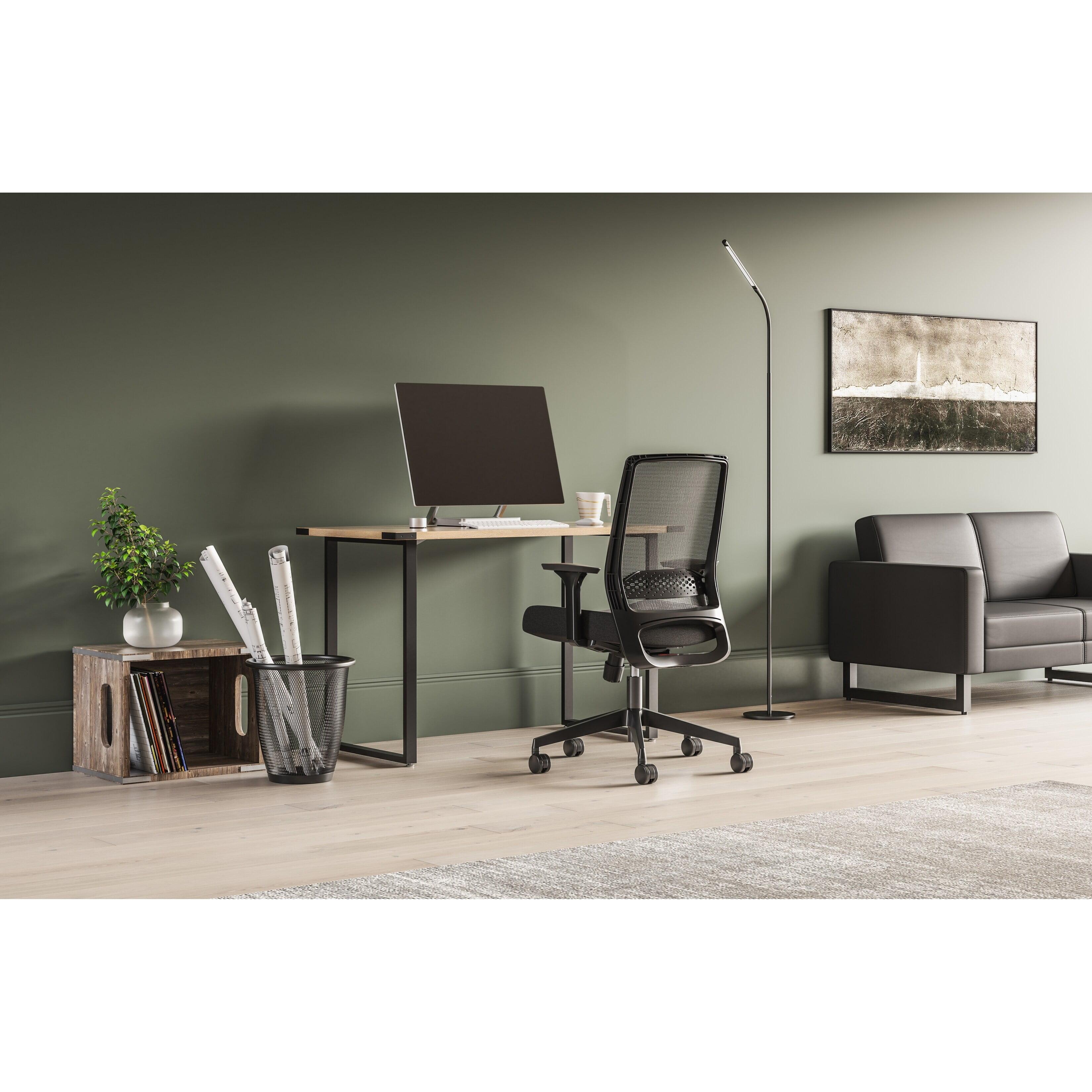 Safco Simple Desk, Computer Desk, Writing Table, Craft Table in White Ash, 30" High, Adult
