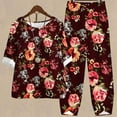thumbnail image 3 of Birdeem Ensemble d'Été Imprimé pour Femmes Manches Mi-Longues Col Rond Haut Court + Pantalon Décontracté Ensemble de Détente Deux Pièces, 3 of 5