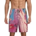 thumbnail image 3 of Lsque Pink Parrot Tropical Blossoms Mens Sleep Pajama Shorts,Short Pajama Pants, Cotton Ultra-Soft Knit-Medium, 3 of 9