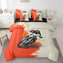 Erosebridal Racing Motocross Bed in a Bag Full Size,Extreme Sports Bed Set,Dirt Bike Bedding Full Size For Teens,Lightweight Room Decorative Reversible,7-Piece