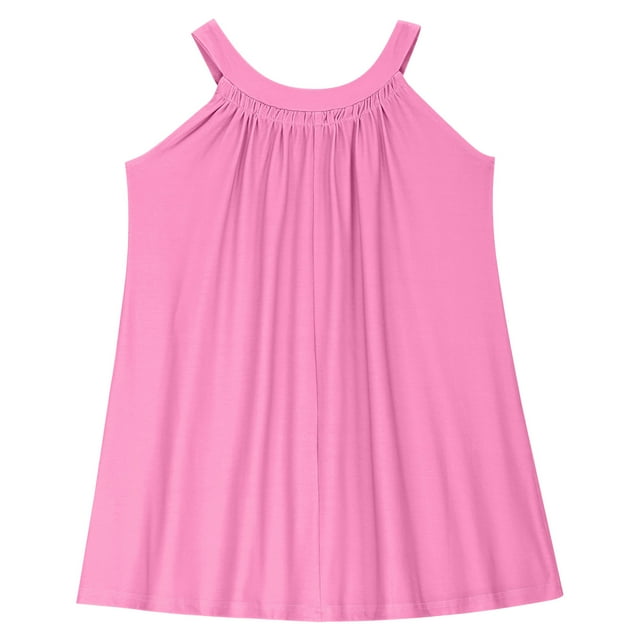 Bwiyojiz Tailles Mode 110-160 Robe Sans Manches à Col Rond Tout-Petits Enfants Mignonne Couleur Unie Camisole Extensible Ligne a Bretelles, 7 Ans, Cadeaux pour la Maison