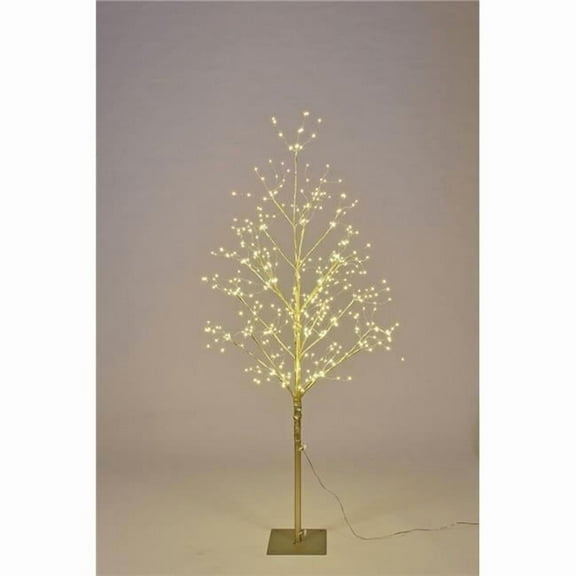 Queens of Christmas LED-TR04-LWW 4 ft. LED Branch Christmas Trees, Warm White & Gold