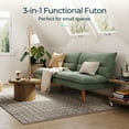 thumbnail image 3 of LINSY HOME Futon Sofa Bed, Solid Wood  Legs Sofa Bed for Living Room, Green, 3 of 8