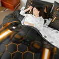 thumbnail image 4 of Castle Fairy Teens Game Gamepads Twin Bedding Sets 7-Piece for Adults Female Men,Black Orange Geometric Hexagon Bedding Comforter Set Microfiber,Video Game Game Controller Breathable Sheet Sets, 4 of 8