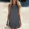 thumbnail image 2 of GUACER Women's Sleeveless Button Down Shirt Dress Casual V Neck Collared Mini Dress Summer A-Line Sundresses, 2 of 9