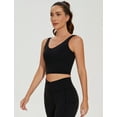 thumbnail image 6 of AGONVIN Women's Longline Sports Bra - U Back Wirefree Padded Workout Yoga Bra Crop Top Black XL, 6 of 8