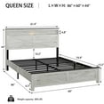 thumbnail image 6 of Yoneston Queen Size Bed Frame with Wooden Storage Headboard, Metal Platform Bed Station with Charging Station & LED, Noise-Free, No Box Spring Needed, White, 6 of 6