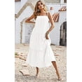 thumbnail image 3 of TBWYF Women’s Tie Shoulder Tiered Dress Slip Midi Dress White XL, 3 of 4