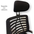 thumbnail image 3 of Blackbox Silla de Oficina Ergonómica Negra con Cabecera Ajustable, Respaldo de Malla Transpirable, Altura Regulable, Base Metálica Cromada y Ruedas Giratorias para Home Office y Oficina, 3 of 9