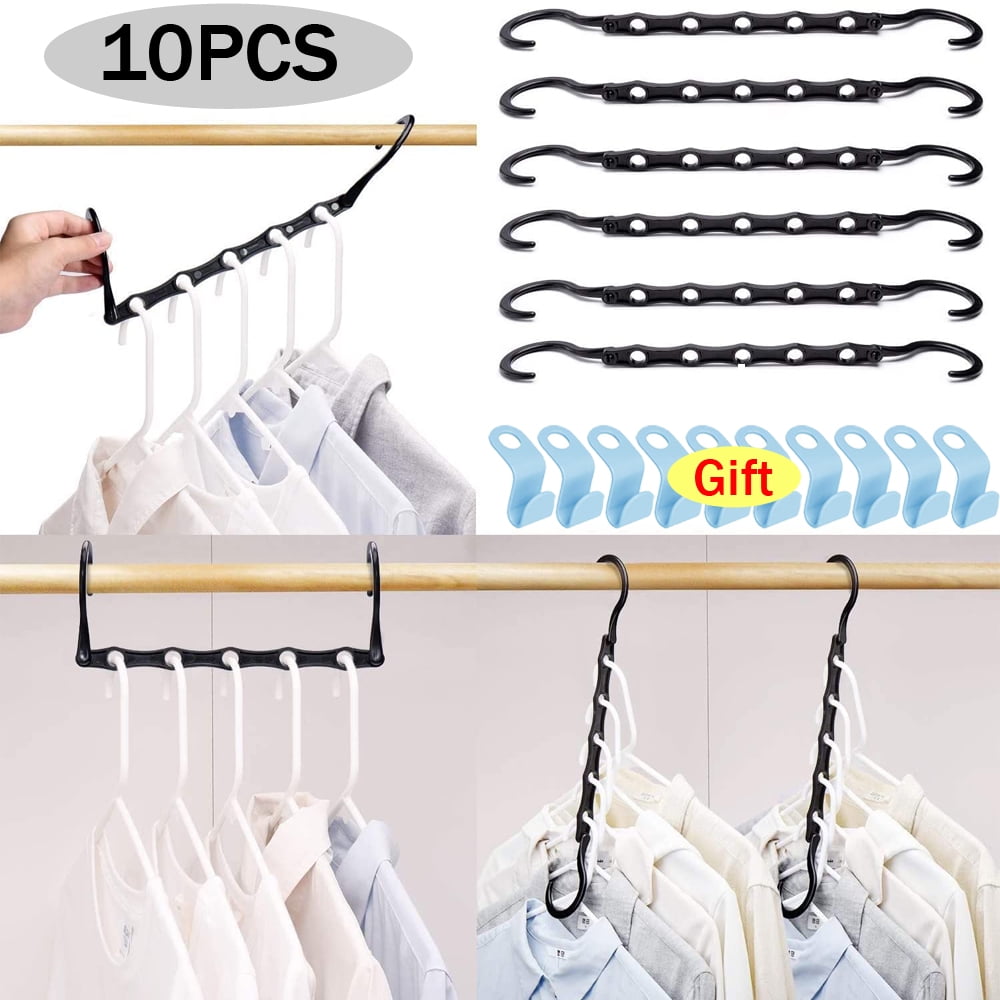 10-Pack Black Plastic Space Saving Magic Hangers