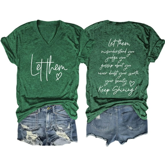 Let Them Misunderstand You T Shirt Women Inspirational Graphic Tees Casual Short Sleeve V Neck Shirt Motivational Tops Women's Comfort Tee - Soft Cotton Daily Shirt