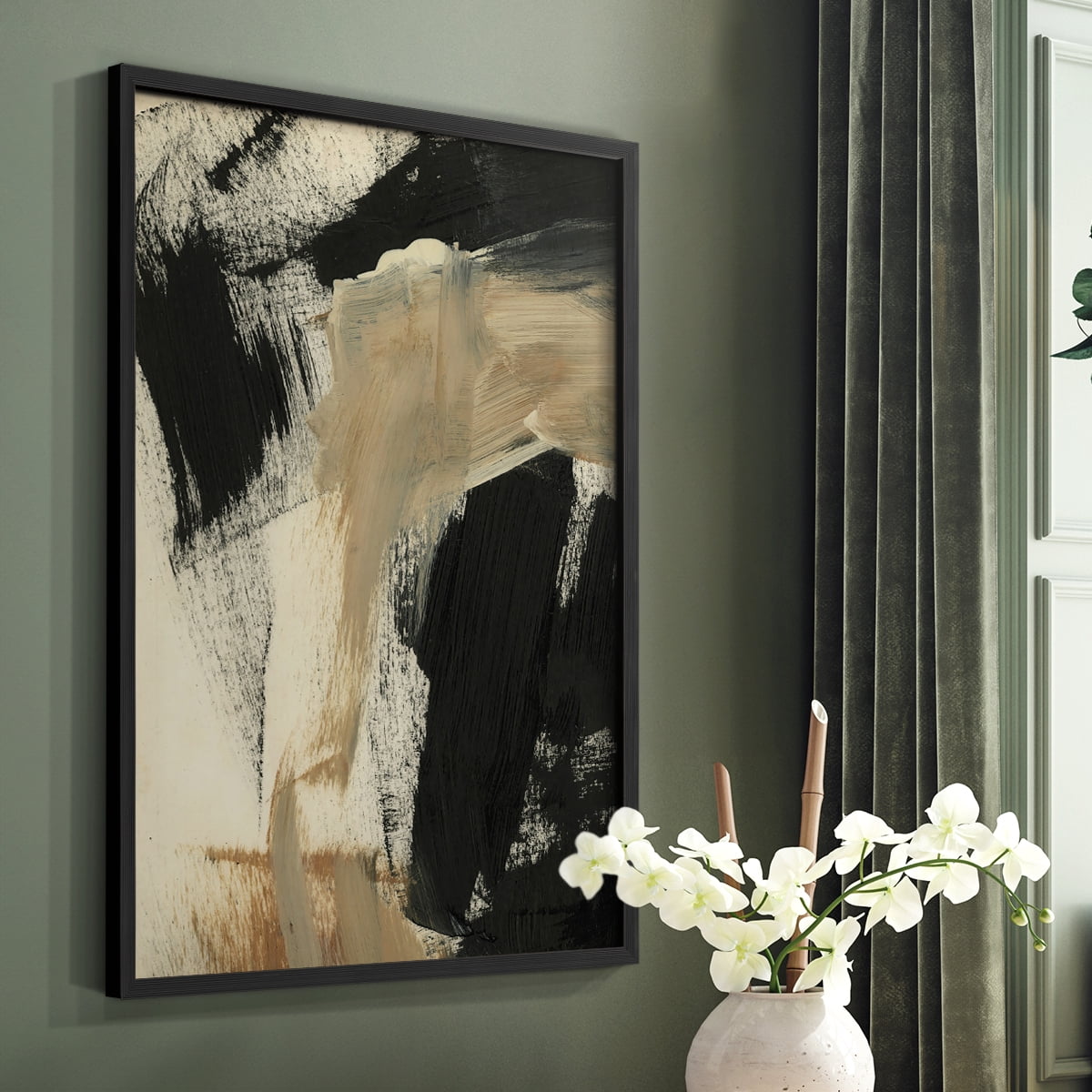 Baked Paintstrokes IV Framed Print in Black Solid Wood Framed Print No Nail Hanging