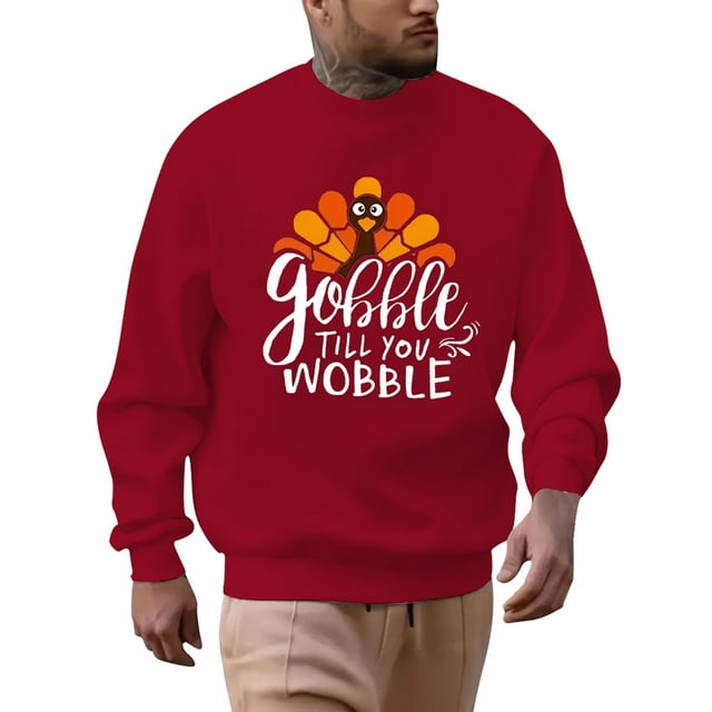 Mens Thanksgiving Turkey Fall Plus Size Hoodless Pullovers Fashion Sweatshirts Holiday Logo Print Clothing Tops