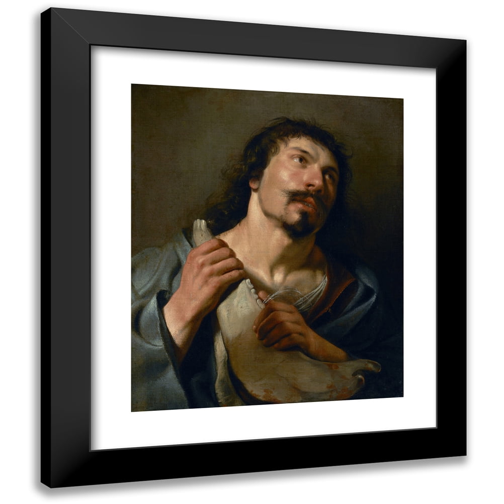 Ludovico Carracci 12x14 Black Modern Framed Museum Art Print Titled - Saint Sebastian Thrown into the Cloaca Maxima (1612)