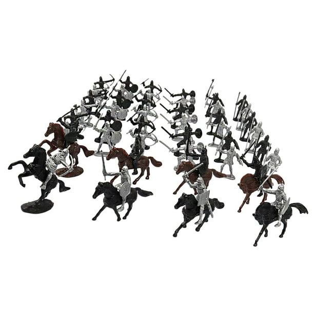 Figuras de soldados caballeros medievales, modelos de hombres del ejército, accesorios, kit de juguetes del ejército 52 piezas