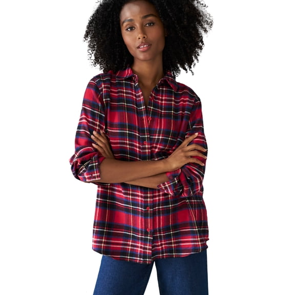 Ellos Plus Size Plaid Flannel Shirt