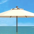 thumbnail image 4 of SAFAVIEH Cannes 11' Wooden Pulley Market Umbrella, Beige, 4 of 6