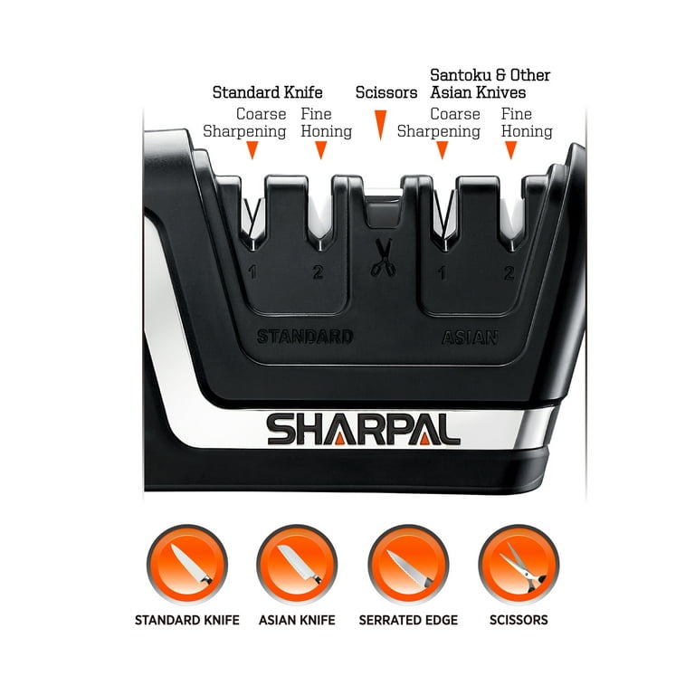 SHARPAL 104N Professional 5-in-1 Kitchen Chef Knife & Scissors Sharpener,  Sharpening Tool for Straight & Serrated Knives, Repair and Hone both