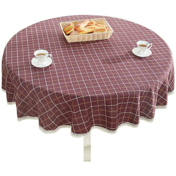 Plaid Lace Thick Cotton Linen, 48 Round Table Cloth