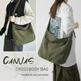 thumbnail image 3 of Lohol Large Canvas Tote Bag Crossbody Purse for Daily Use(Army Green), 3 of 7