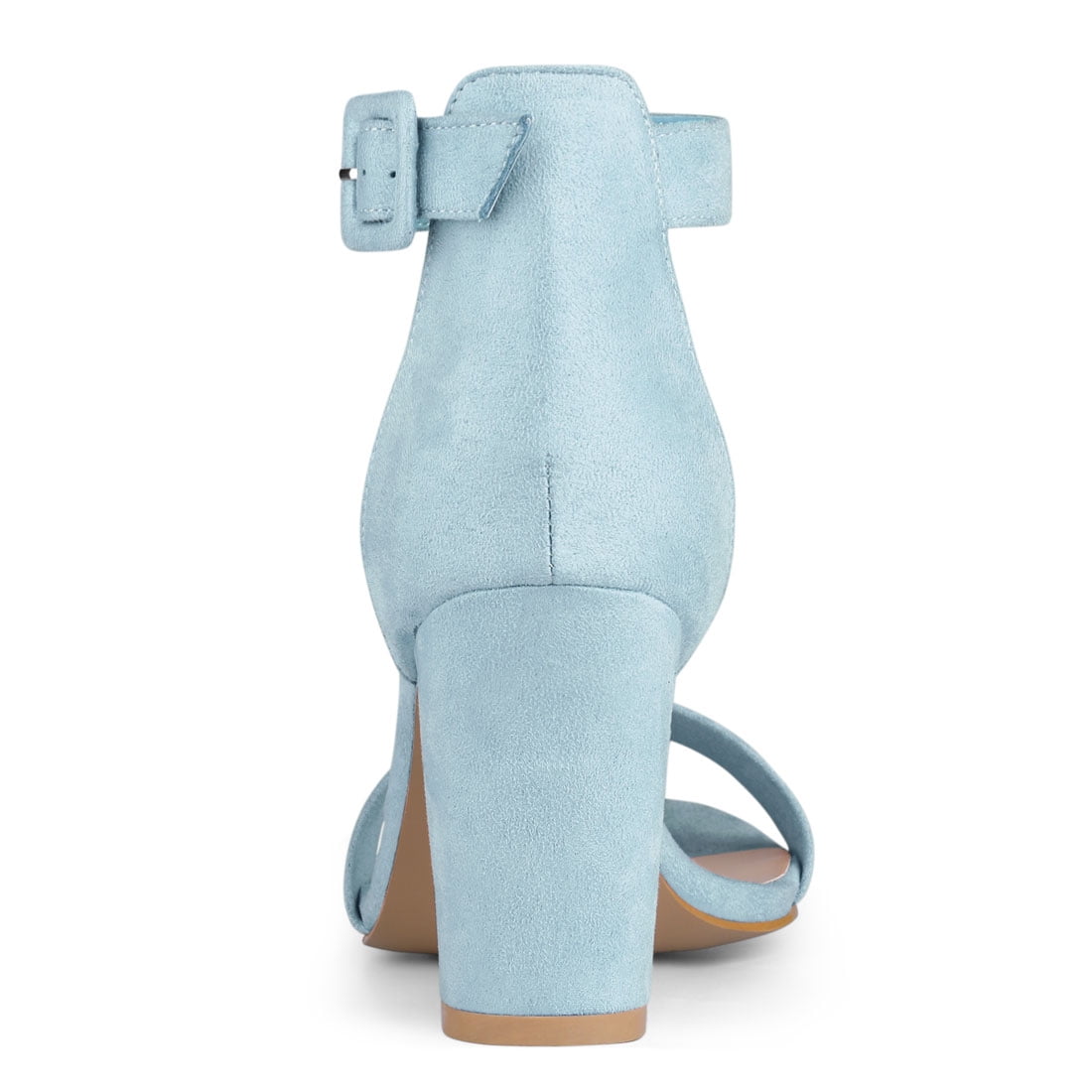 Unique Bargains Women's Chunky High Heel Ankle Strap Sandals 2 Packs Sky Blue Black 10