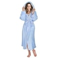 thumbnail image 3 of Women Hooded Fluffy Long Robes Warm Plush Sherpa Lined Hood Fleece Bathrobe with Pocket, 3 of 8