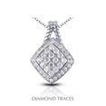 thumbnail image 1 of Diamond Traces 1.29 Carat Total Natural Diamonds 14K White Gold Pave Setting Rhombus Shape With Rope Edging Fashion Pendant, 1 of 1