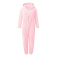 thumbnail image 4 of Awdenio Womens Pajamas Sets , Long Sleeve Hooded Cute Jumpsuit Pajamas Casual Winter Warm Plush Solid Zipper Rompe Sleepwear Loungewear, 4 of 6