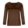 thumbnail image 7 of Samickarr Silk Satin blouses for women long sleeve elegant Solid color V-Neck Long Sleeve Casual Loose fit Work Blouse Shirts Pullover Tops, 7 of 7