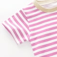 thumbnail image 5 of Summer Children's Short Sleeved Striped T Shirt Pure Cotton Boys And Girls Top Base Shirt Pink Size 18-24 Months, 5 of 7