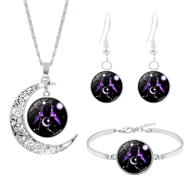 Fiudx Conjunto de Joyas de Constelación, Delicado Collar Astrológico, Pendientes y Pulsera a Juego, Estilo Único para Uso Diario, Regalo Perfecto para Mujeres, Cumpleaños o Aniversarios, Diseño Multi