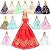 thumbnail image 3 of BARWA 5 Pcs Vêtements de Poupée Faits à la Main Robes de Mariée Robes de Fête pour Poupées de 11,5 Pouces, 3 of 4