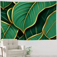 thumbnail image 5 of RKSupls Tapestry Wall Hanging Art, Green Tropical Leaves Gold Veins Pattern Tapestry Decoration for Daily Bedroom, Dorm, Living Room, Apartment Hallway Home Decor, 5 of 5