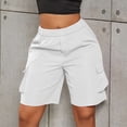 thumbnail image 6 of Fnooota Womens Cargo Bermuda Shorts, Elastic Waist Summer Relaxed Fit Above the Knee Hiking Shorts with Pockets White Size L, 6 of 8
