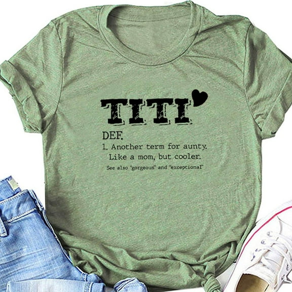Rezuofi 2 Pcs Womens Funny Aunt Gift T-Shirt with Sayings TITI Tees Short Sleeve Letter Printed Tops Summer Fashion Graphic Shirts