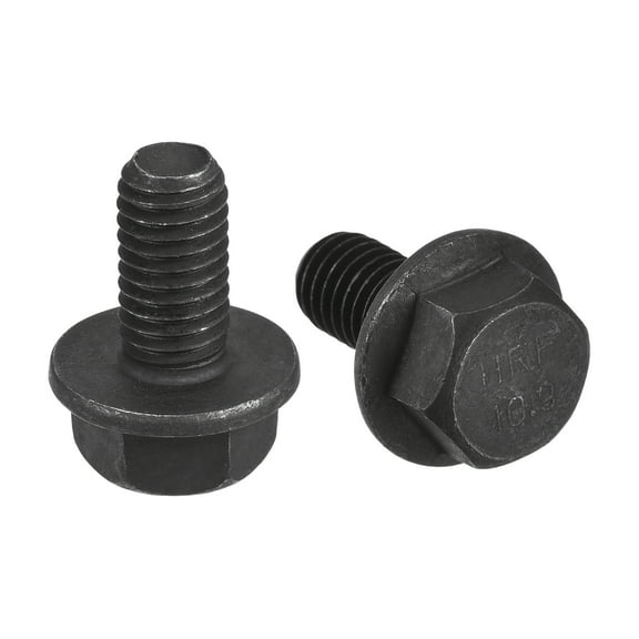 M8x16mm Hex Flange Bolts, 10 Pack 10.9 Grade Carbon Steel Hexagon Head Screws