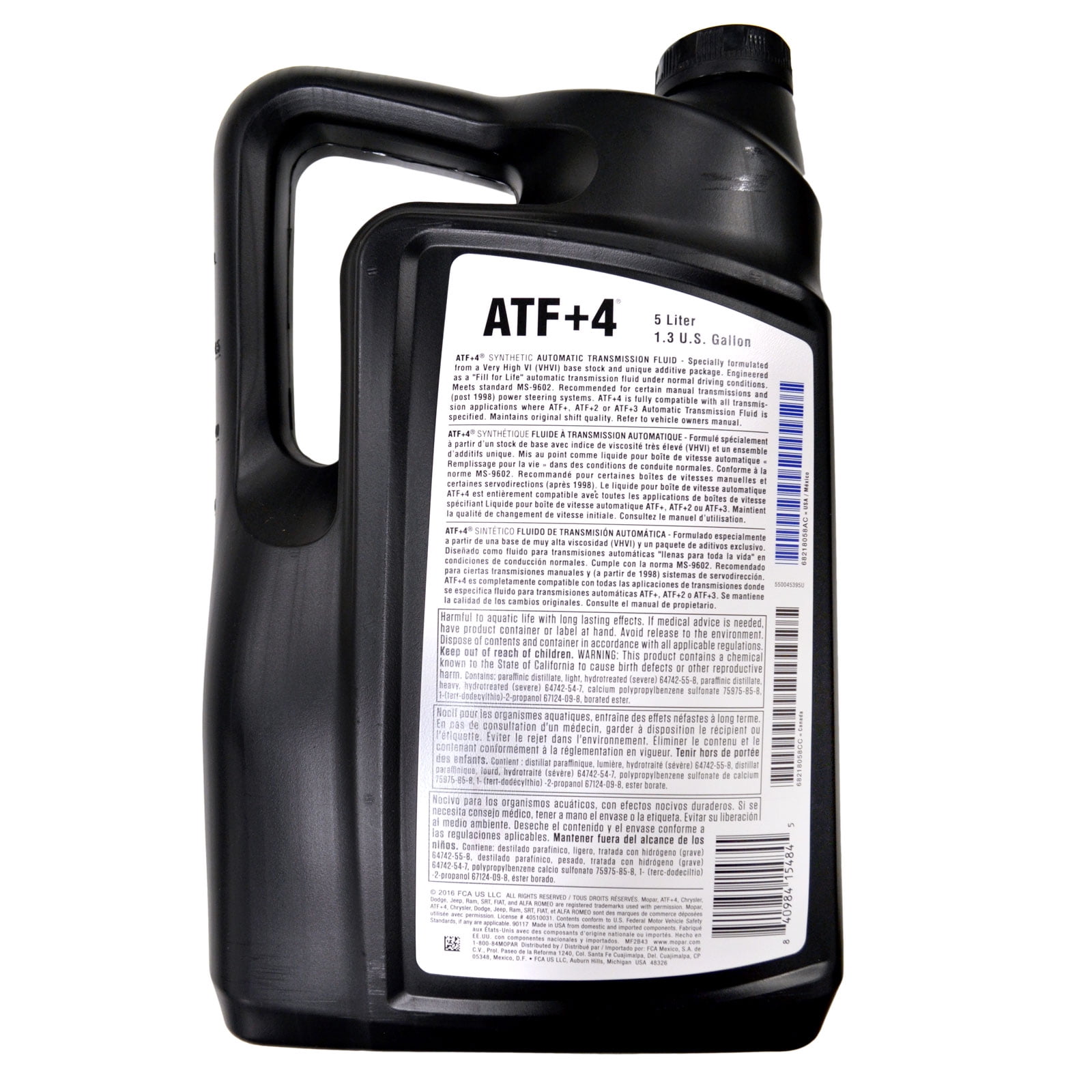 Mopar Automatic Transmission Fluid ATF+4 - 5 Liter (1.3 Gallon