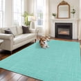 thumbnail image 3 of 5x8 Area Rugs for Living Room, Turquoise Burlap Texture Non Slip Area Rugs for Kitchen Bedroom Entryway, Farmhouse Vintage Aqua Washable Carpet Runner Rug Floor Mats for Bedroom Home Decor, 3 of 9