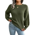 thumbnail image 2 of Women'S Winter Pullover Sweater Casual Long Sleeve Crewneck Loose Chunky Knit Jumper Tops Blouse Army Green M, 2 of 9