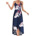 thumbnail image 2 of SMihono Robe Maxi Bohème d'Été pour Femmes Grande Taille Robe Maxi Asymétrique pour Femmes Décontractée à Col en V d'Été à Fleurs Sans Manches Robes de Plage Évasées Robe d'Été, 2 of 8