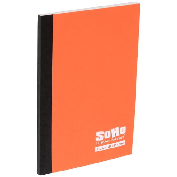 SoHo Urban Artist Tape Bound Lay Flat Sketch Book, Salmon Cover, 4x6" 30 Sheets, Smooth Mixed Media Sketchbook, 71lb. (106 gsm) Paper Travel Art Journal, Customizable Soft Cover
