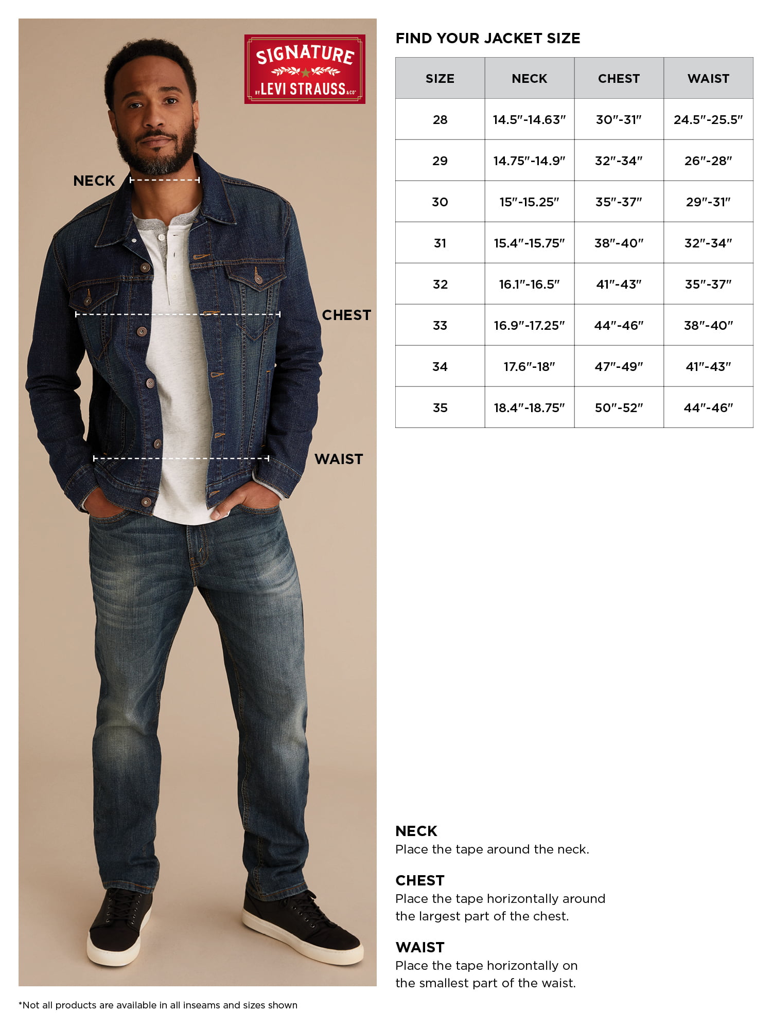 signature by levi strauss & co size chart