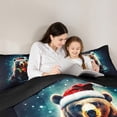 thumbnail image 4 of Feelyou Christmas Bear Child Bedding Comforter Set 7 Pieces, 3D Jungle Animal Full Bedding Set, Glitter Stars Print Reversible Fitted Sheet Flat Sheet, Super Cozy Room Decor, 4 of 7