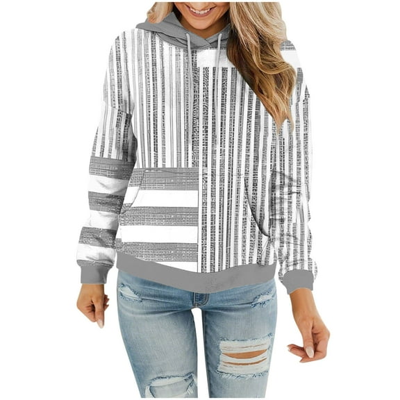 FamilyThread Womens Hoodies Fall Long Sleeve Drawstring Pullover Tops With Pockets Fashion Graphic Loose Casual Sweatshirt