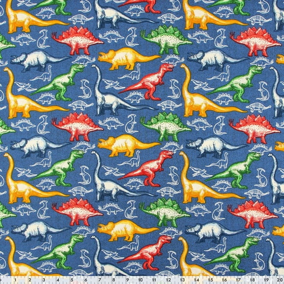 Fabric Creations Multi Dino Cotton Fabric by the Metre 107 cm (42")