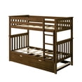 thumbnail image 3 of Max & Lily Solid Wood Twin over Twin Bunk Bed with Storage Trundle for Kids, Walnut, 3 of 15