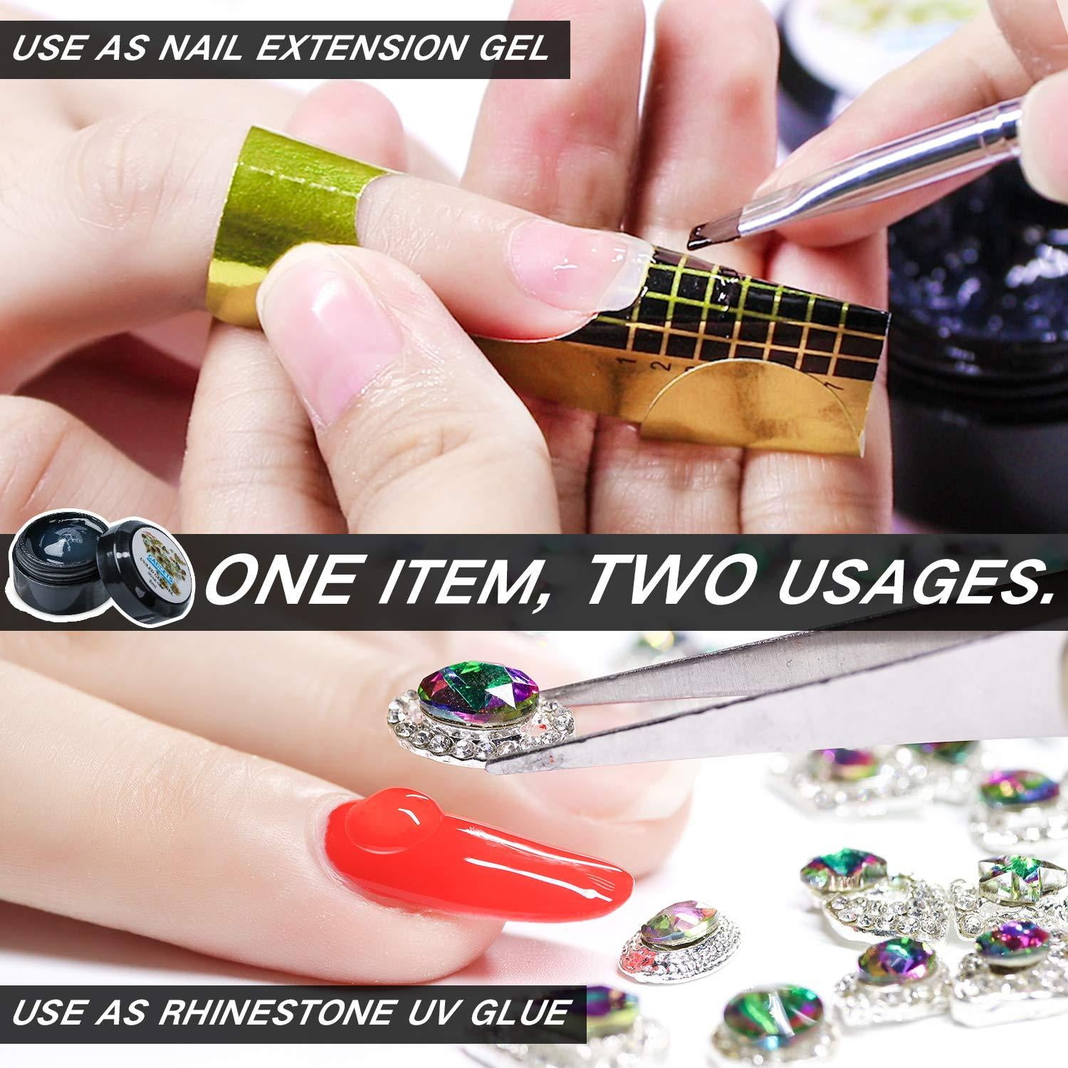 Nail Art 8ml Rhinestone Glue Gel Adhesive Resin Gem Jewelry Diamond Polish  Clear Decoration With Pen Tools (UV Light Cure Needed) Thicker&More  Sticky than Others By GADGETS ENTREPOT 