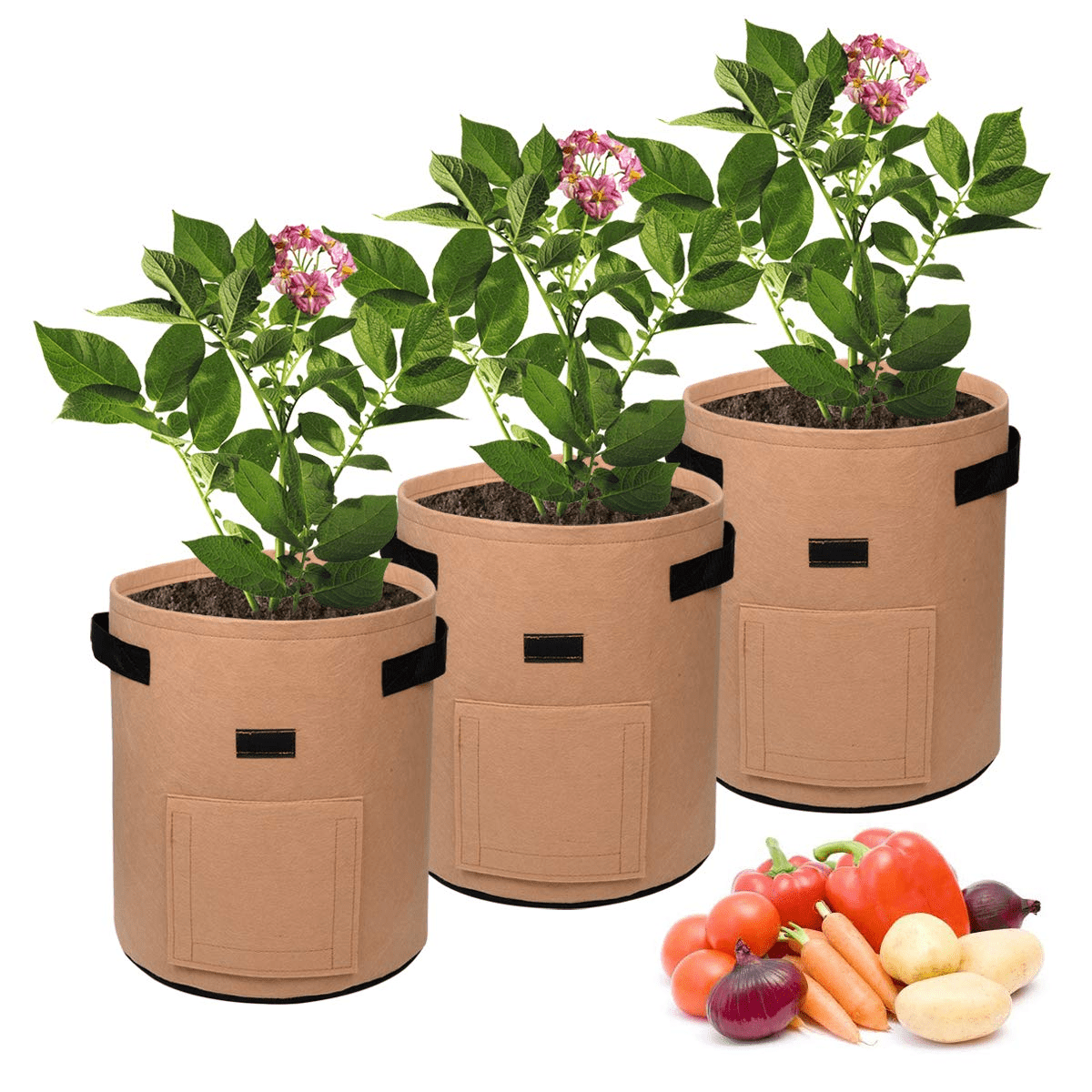 Potato Grow Bags 7 Gallon Planting Pouch Fabric Pots Premium Breathable