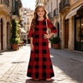 thumbnail image 5 of Atogsazn Girl's Summer Plaid Maxi Dress Kids Casual Flowy Ruffle Short Sleeve Dresses Tiered Sundress Wine 13-14 Years Fashion, 5 of 7